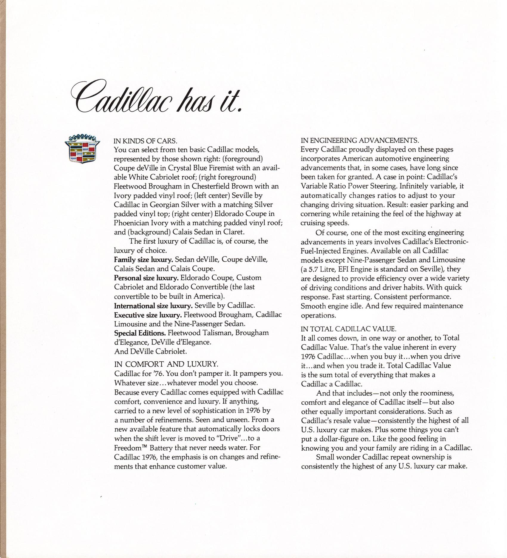 1976 Cadillac Brochure Page 6